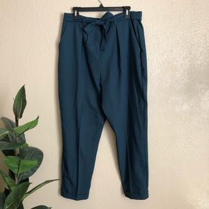 ASOS Teal Tie-Waist Tapered Pants